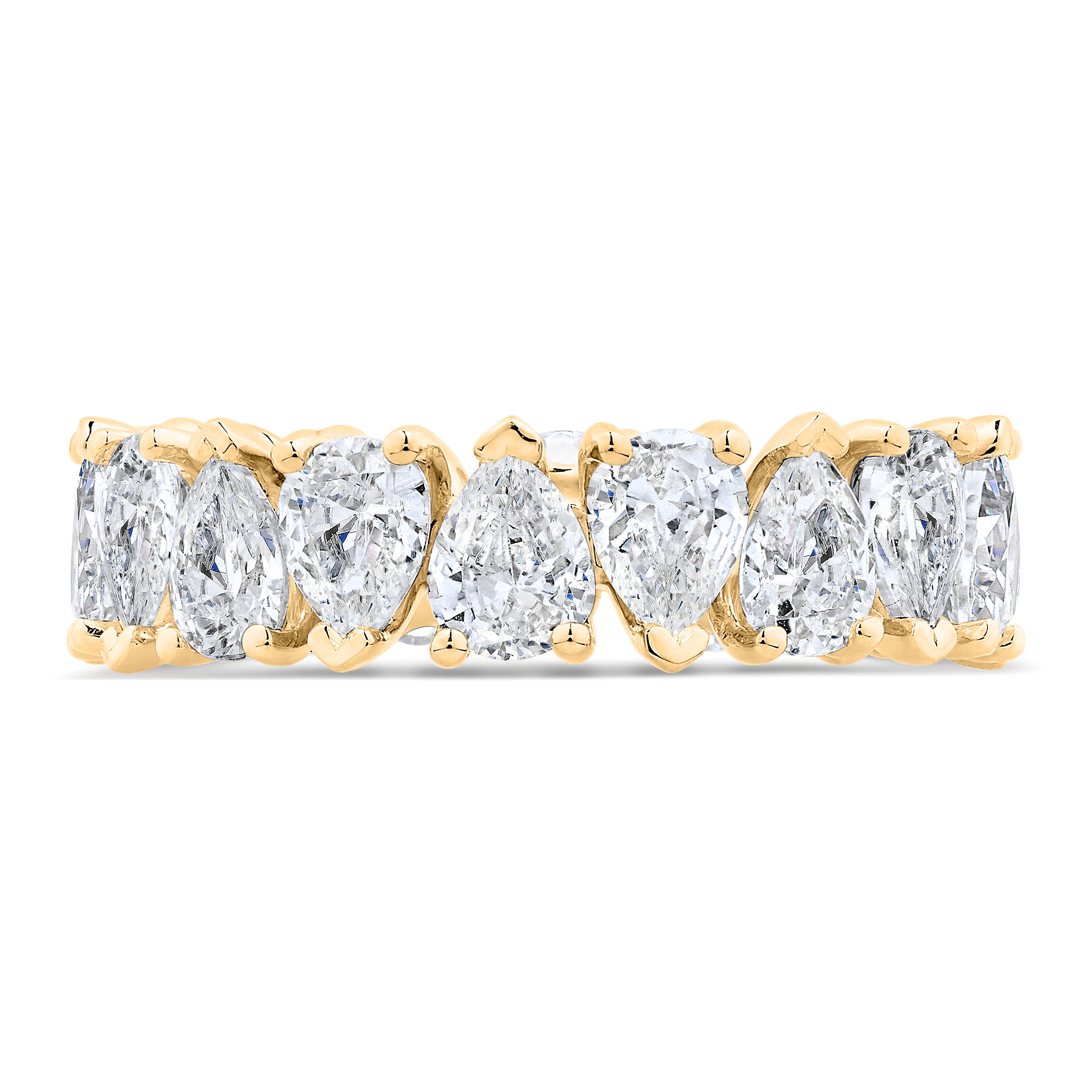 14K Yellow Gold with Pear Diamond Eternity Ring
