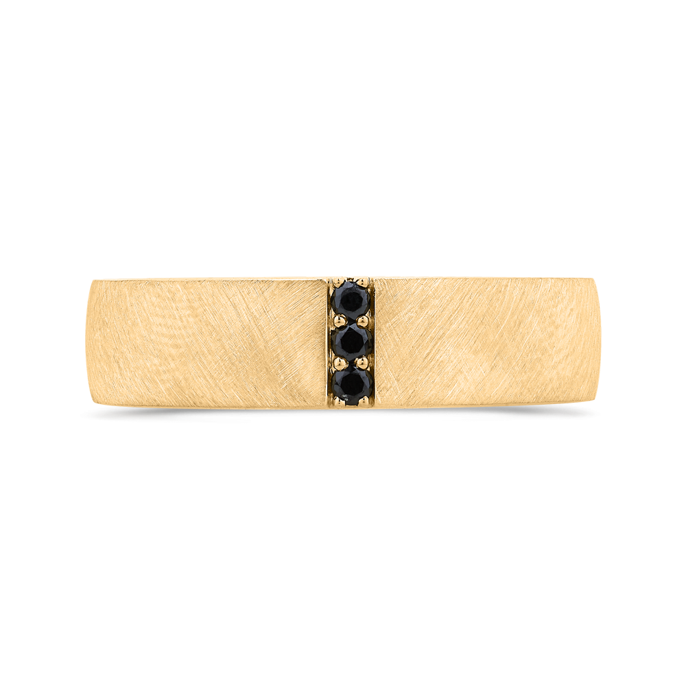 14K Yellow Gold with Round Black Diamond Men