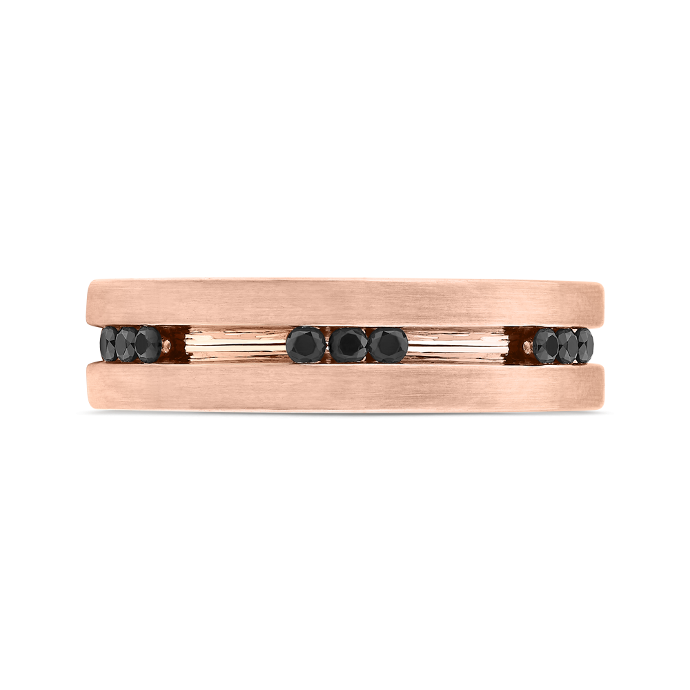14K Rose Gold with Round Black Diamond Men