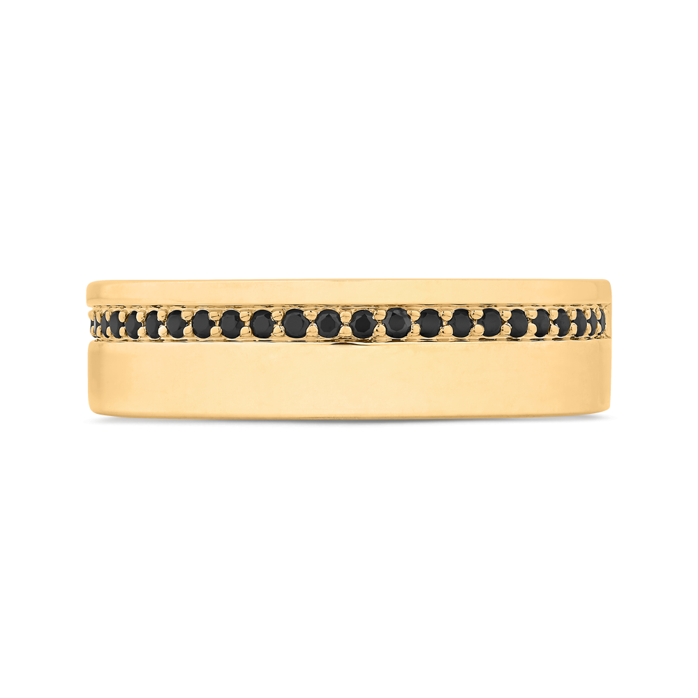 14K Yellow Gold with Round Black Diamond Men