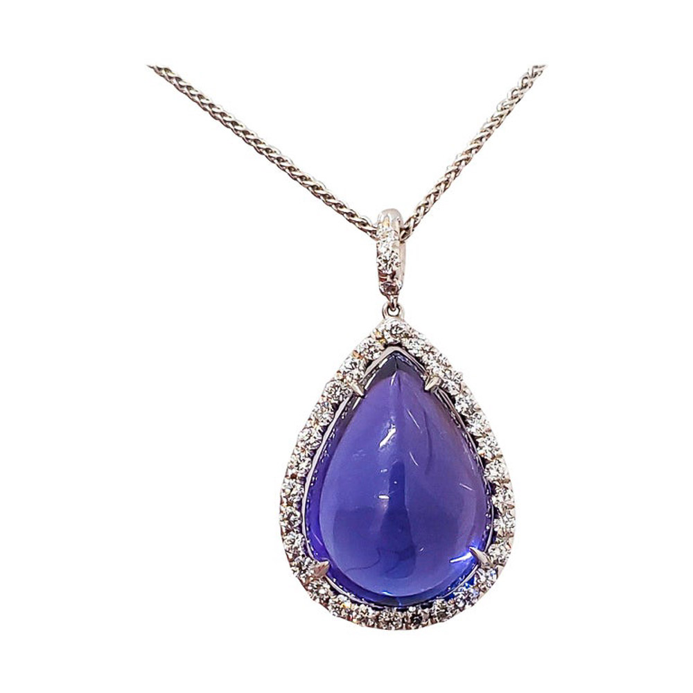 18K White Gold Tanzanite Gemstone Pendant