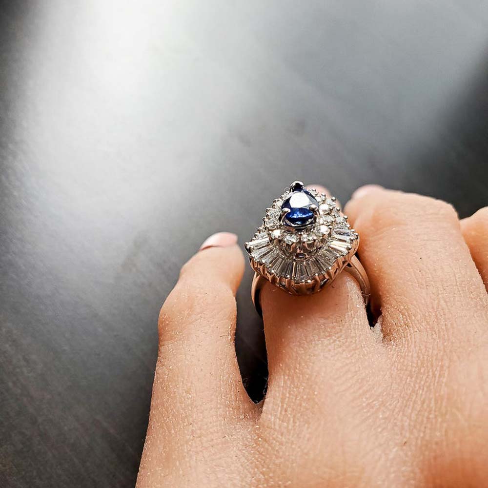 Platinum Sapphire Gemstone Ring