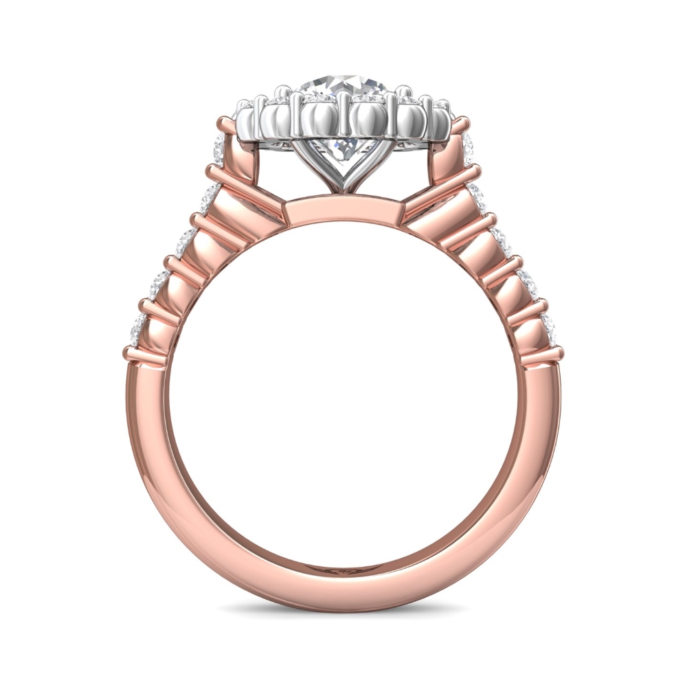 14K Rose and White Gold Round Diamond Engagement Ring