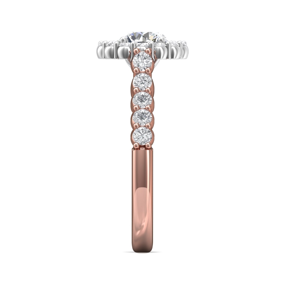 14K Rose and White Gold Round Diamond Engagement Ring