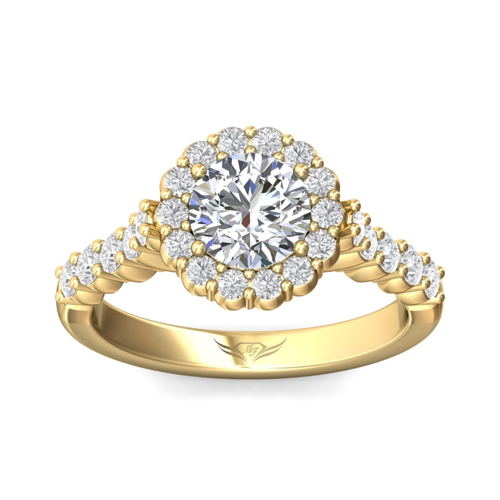 14K Yellow Gold Round Diamond Engagement Ring