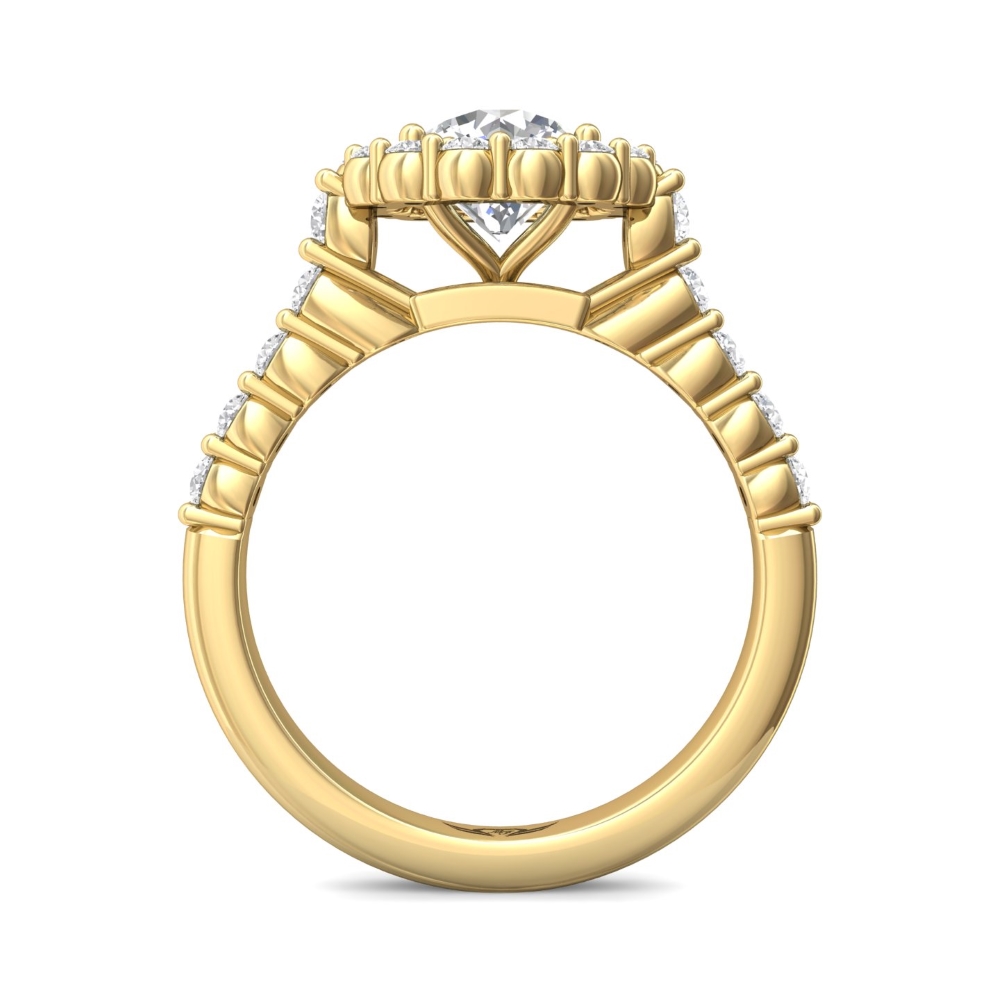 14K Yellow Gold Round Diamond Engagement Ring