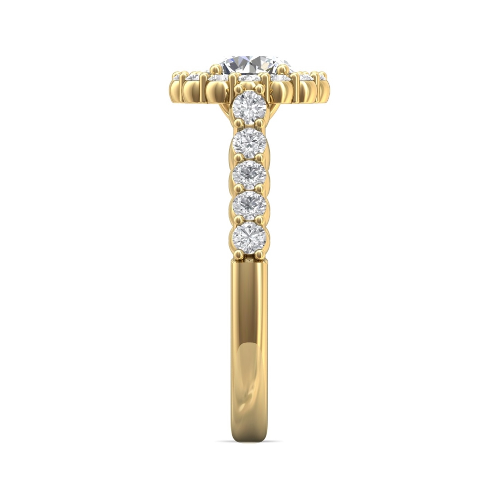 14K Yellow Gold Round Diamond Engagement Ring