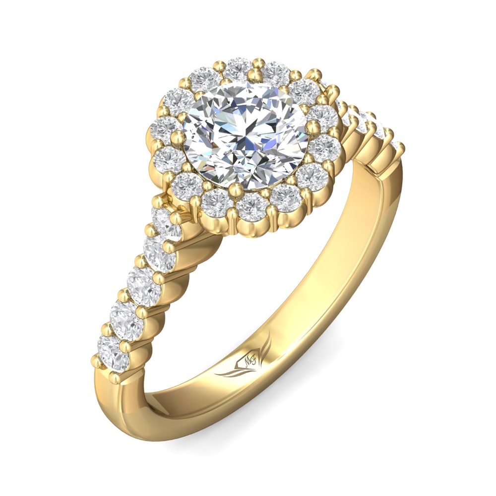 14K Yellow Gold Round Diamond Engagement Ring