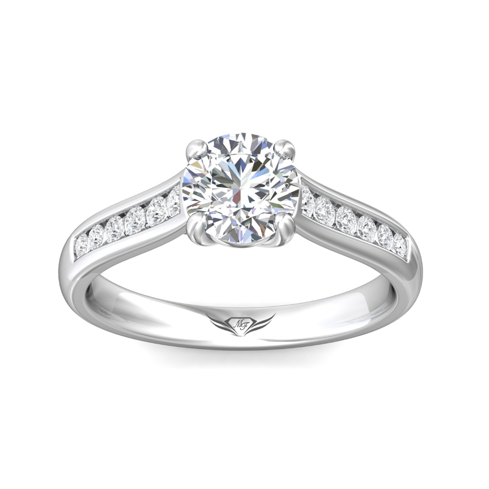 18K White Gold Round Diamond Engagement Ring
