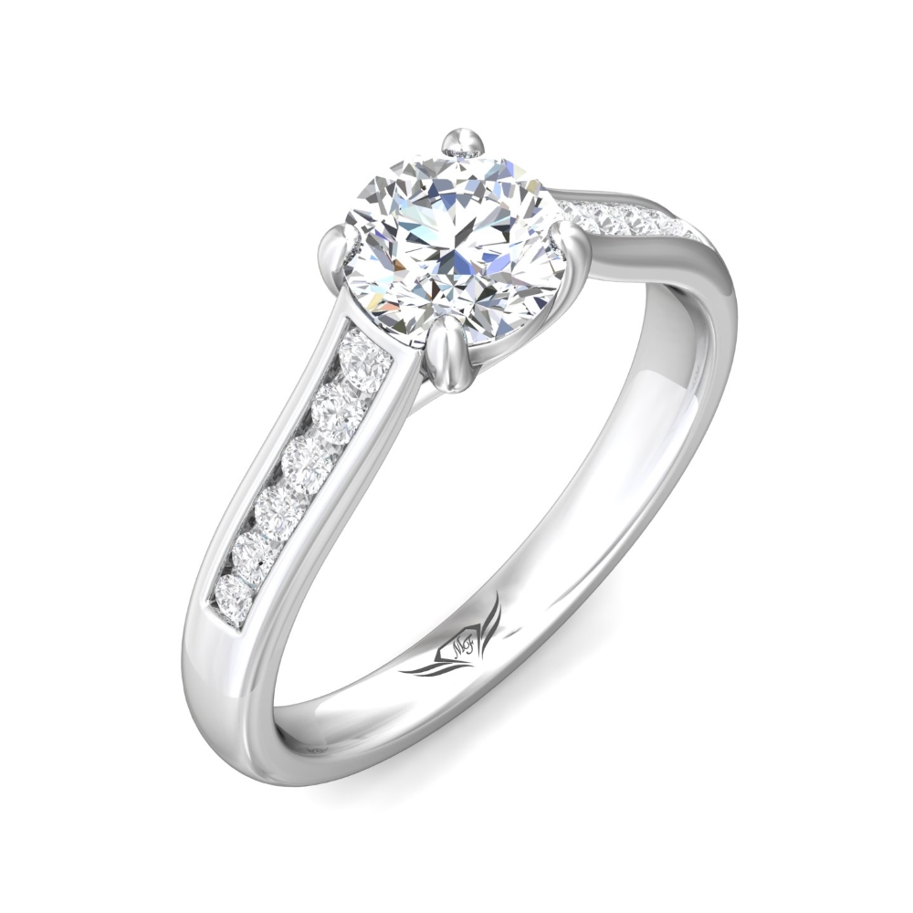18K White Gold Round Diamond Engagement Ring