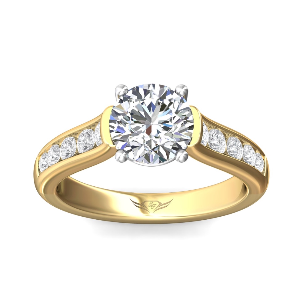 18K White and Yellow Gold Round Diamond Engagement Ring