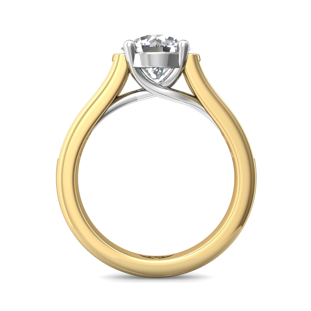 18K White and Yellow Gold Round Diamond Engagement Ring