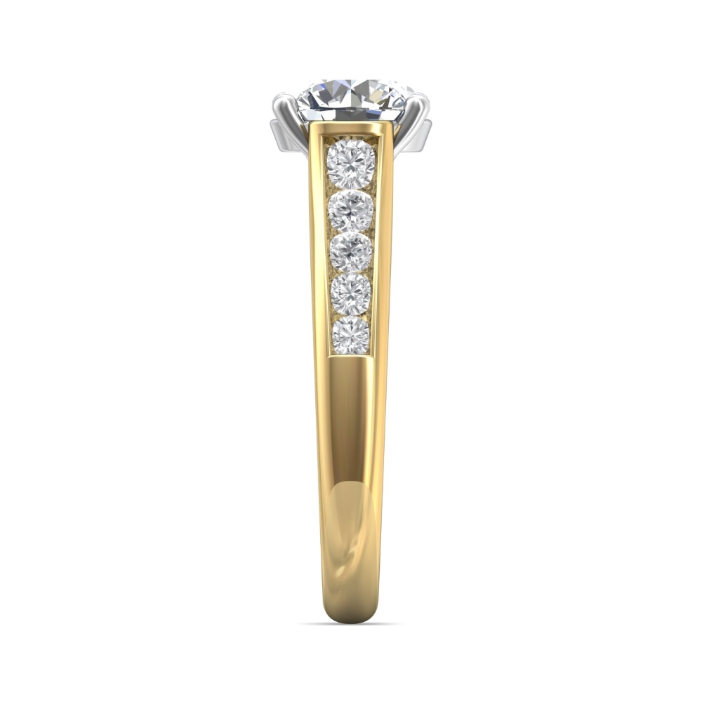 18K White and Yellow Gold Round Diamond Engagement Ring