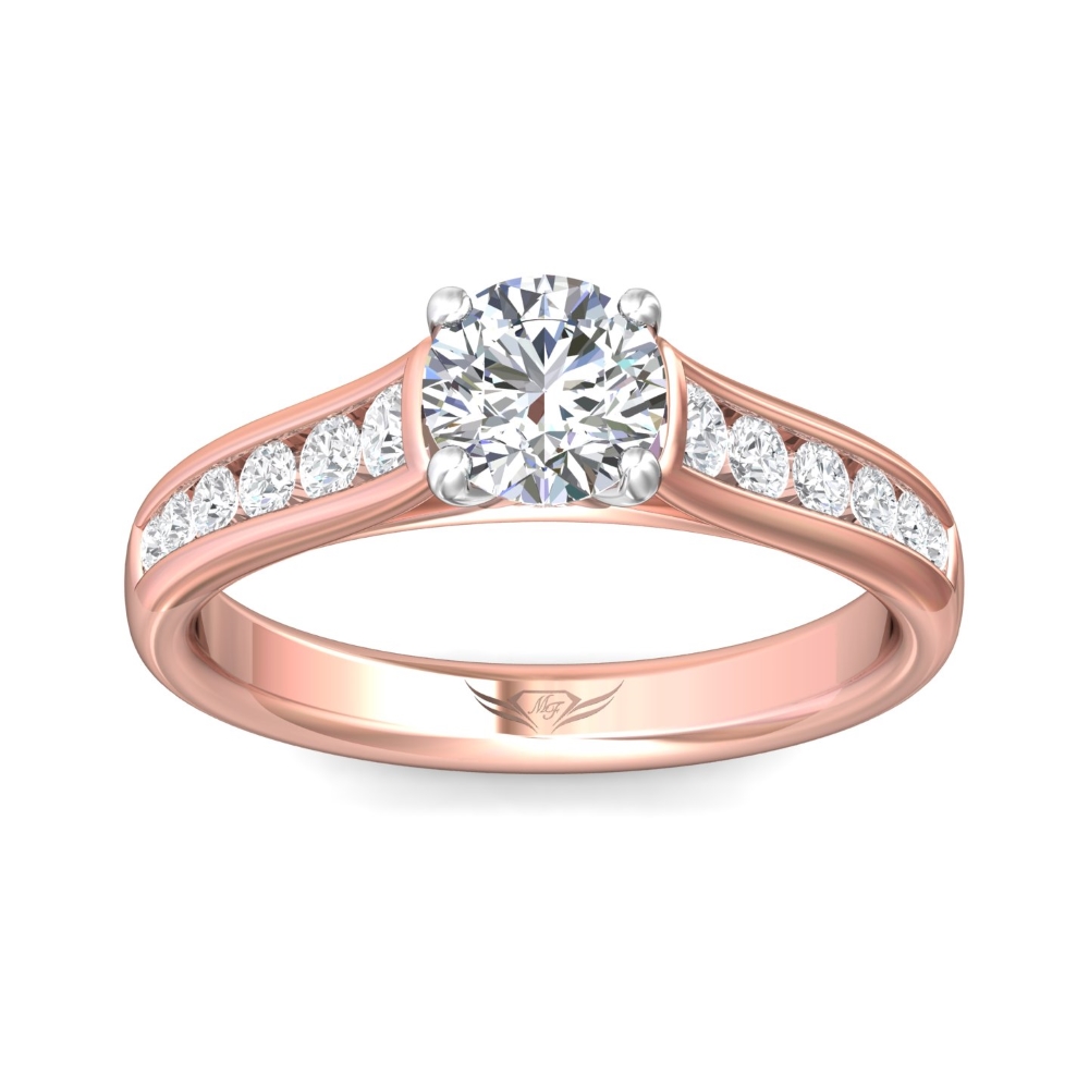 18K Rose and White Gold Round Diamond Engagement Ring