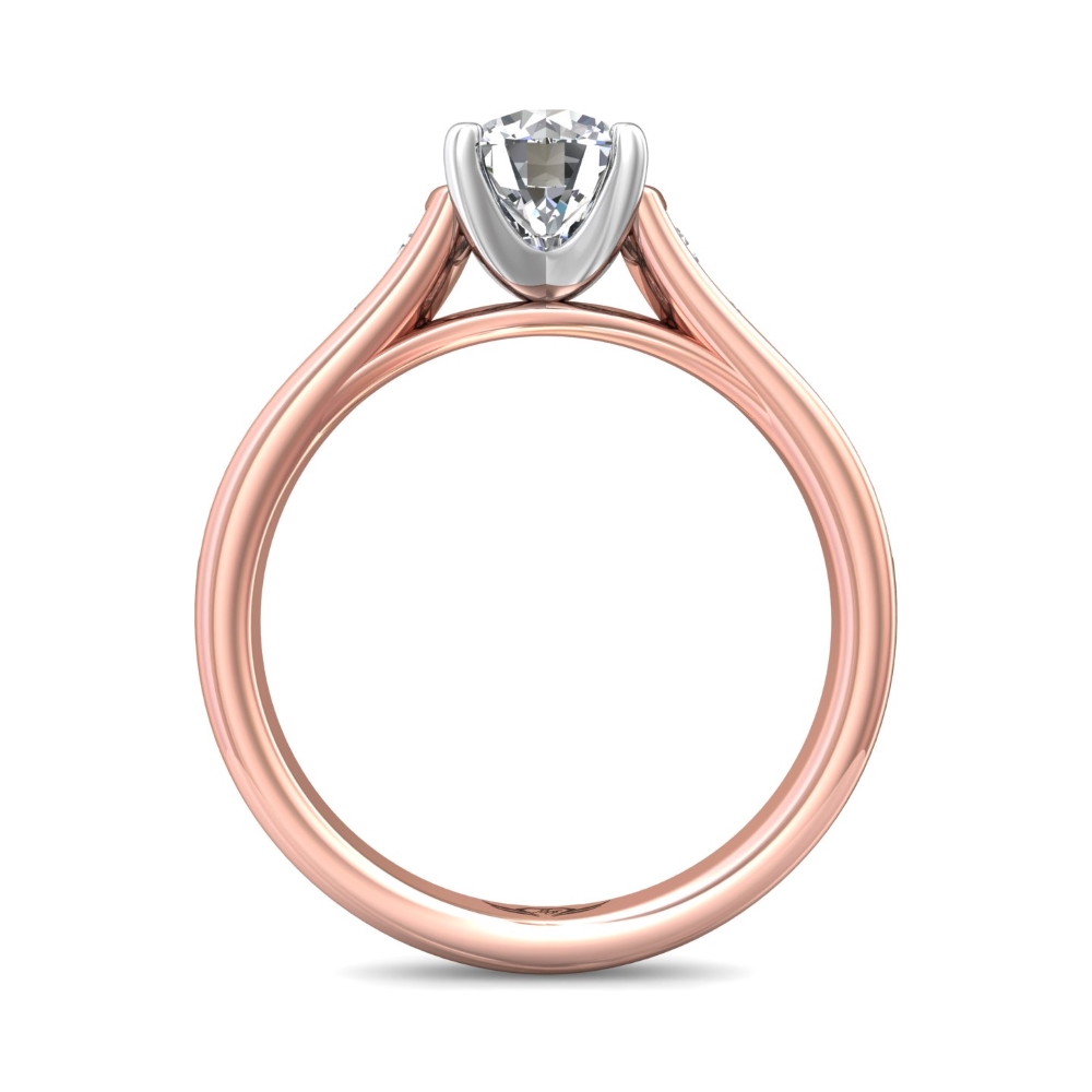 18K Rose and White Gold Round Diamond Engagement Ring