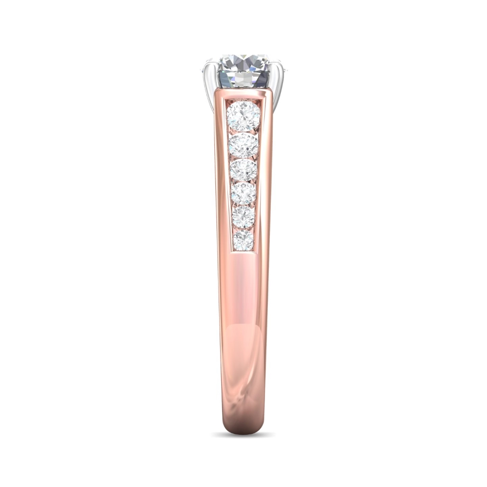 18K Rose and White Gold Round Diamond Engagement Ring