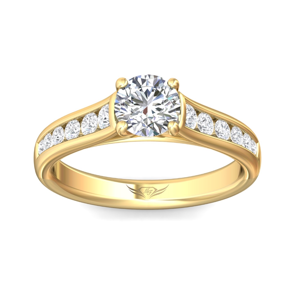 14K Yellow Gold Round Diamond Engagement Ring