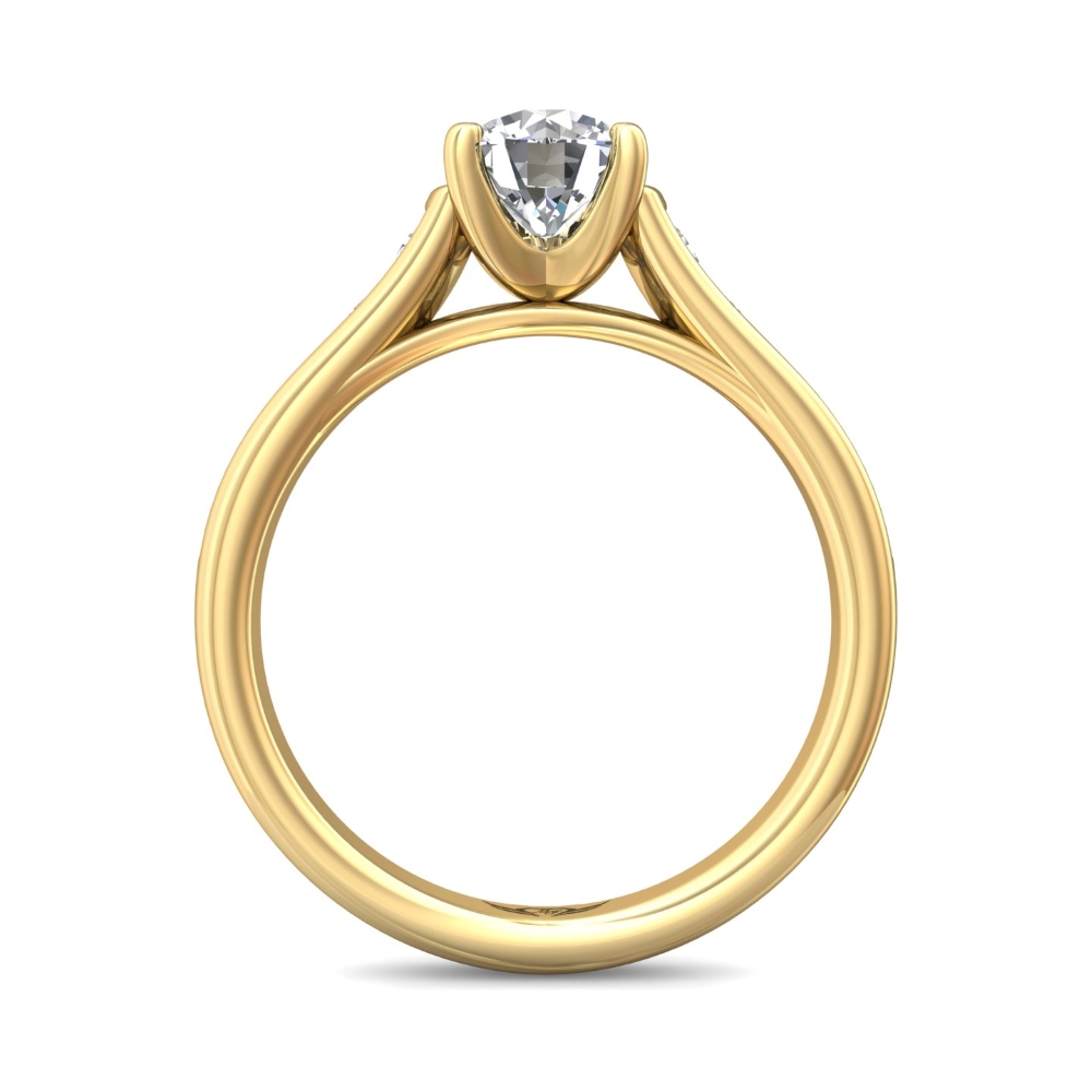 14K Yellow Gold Round Diamond Engagement Ring