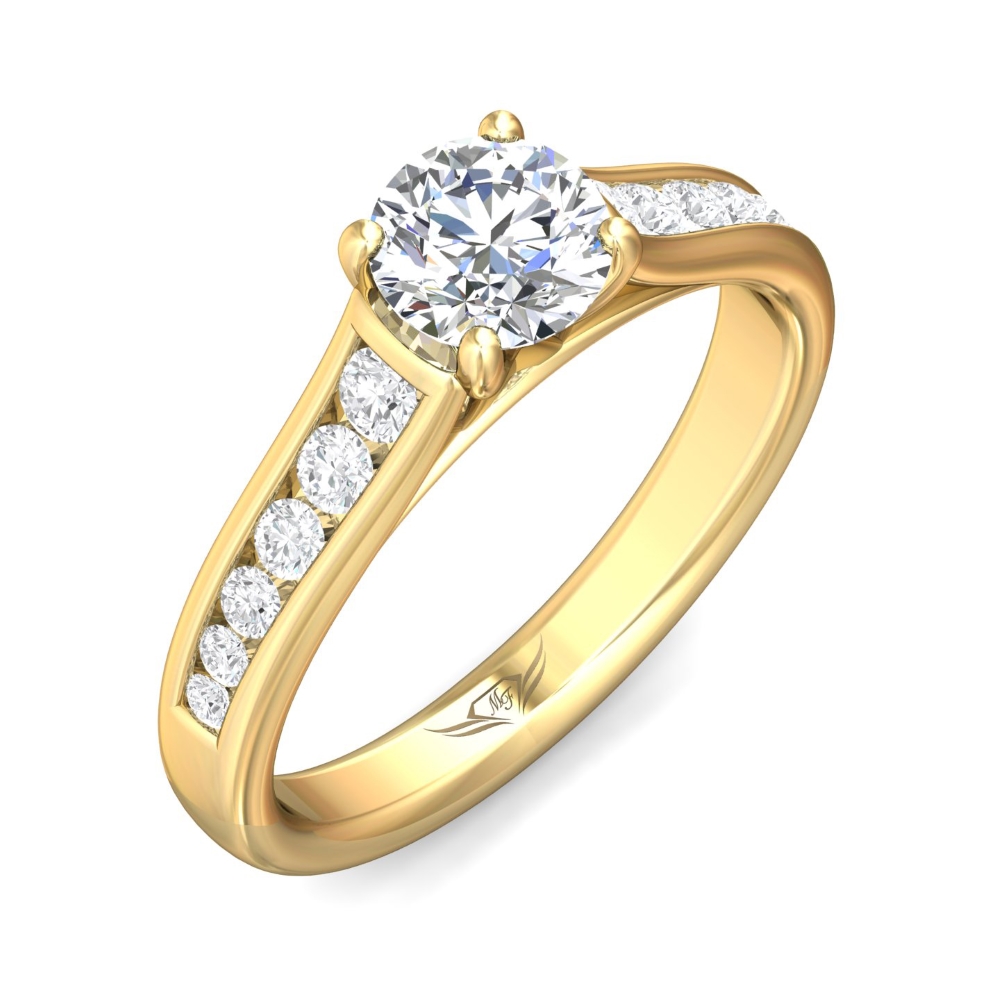 14K Yellow Gold Round Diamond Engagement Ring