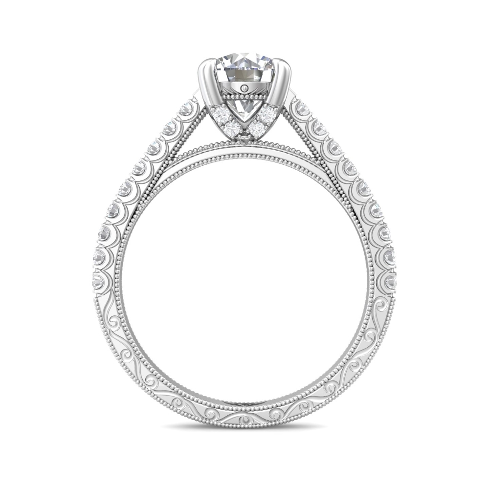 18K White Gold Round Diamond Engagement Ring
