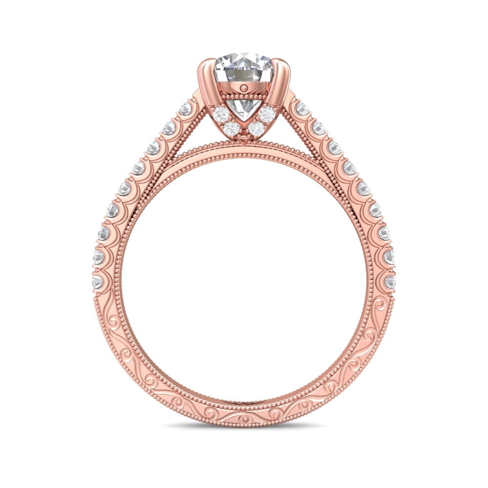 18K Rose Gold Round Diamond Engagement Ring