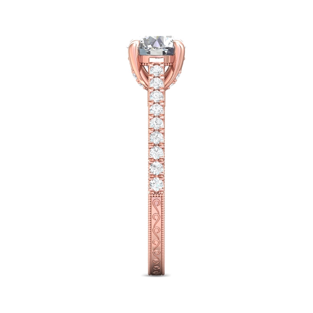 18K Rose Gold Round Diamond Engagement Ring