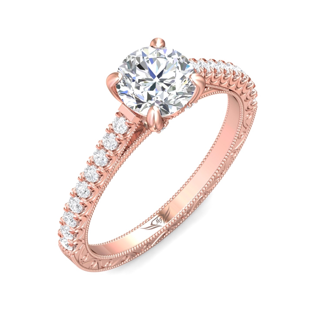18K Rose Gold Round Diamond Engagement Ring