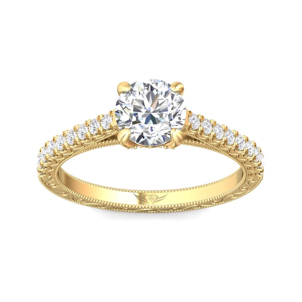 14K Yellow Gold Round Diamond Engagement Ring