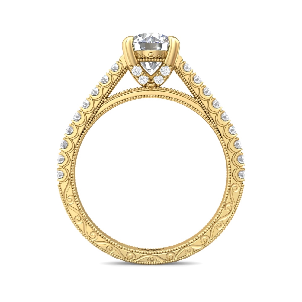 14K Yellow Gold Round Diamond Engagement Ring