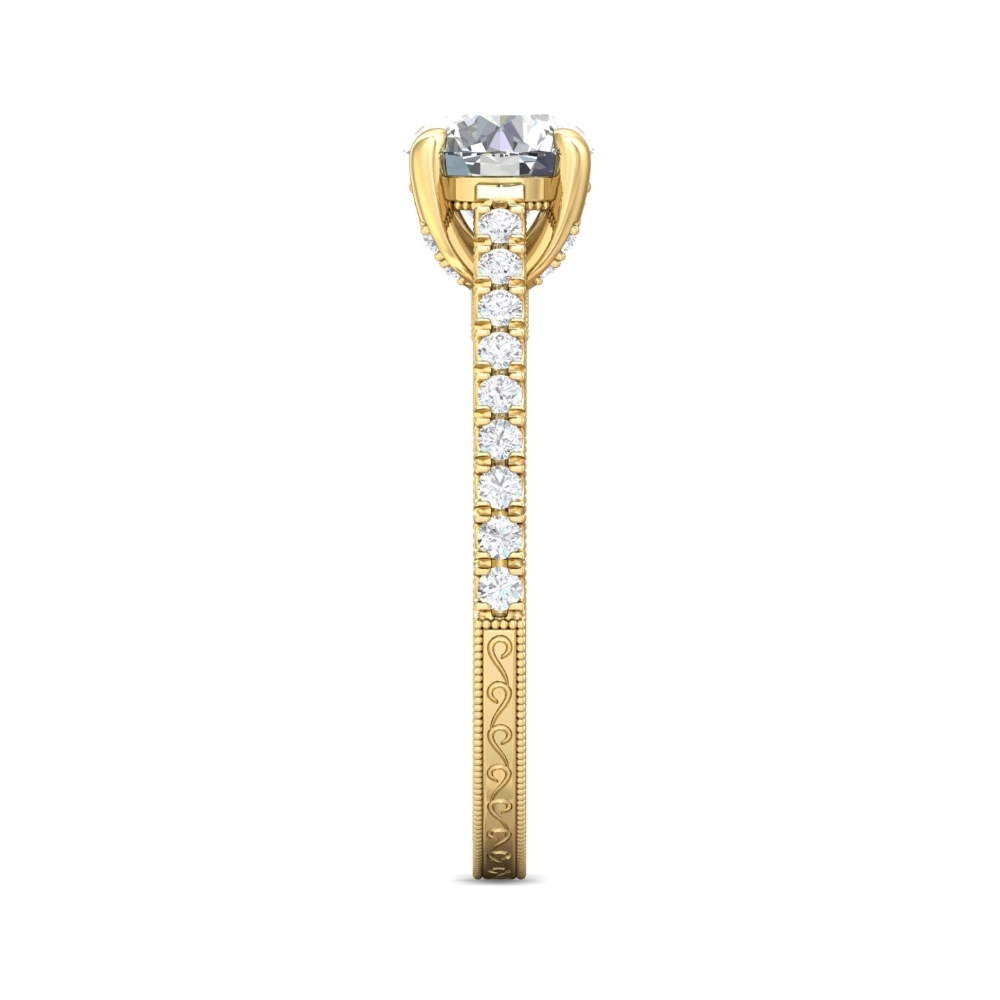 14K Yellow Gold Round Diamond Engagement Ring
