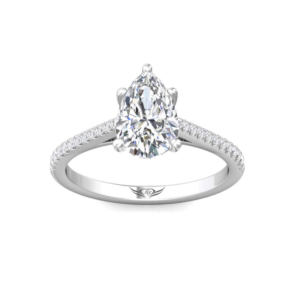18K White Gold Pear Shape Diamond Engagement Ring