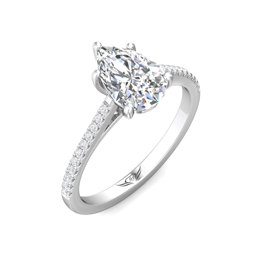 18K White Gold Pear Shape Diamond Engagement Ring