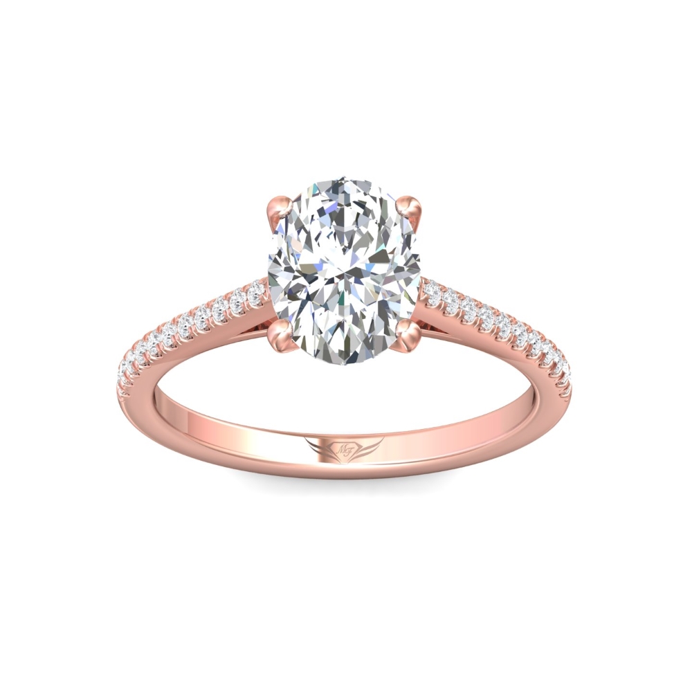 14K Rose Gold Oval Diamond Engagement Ring