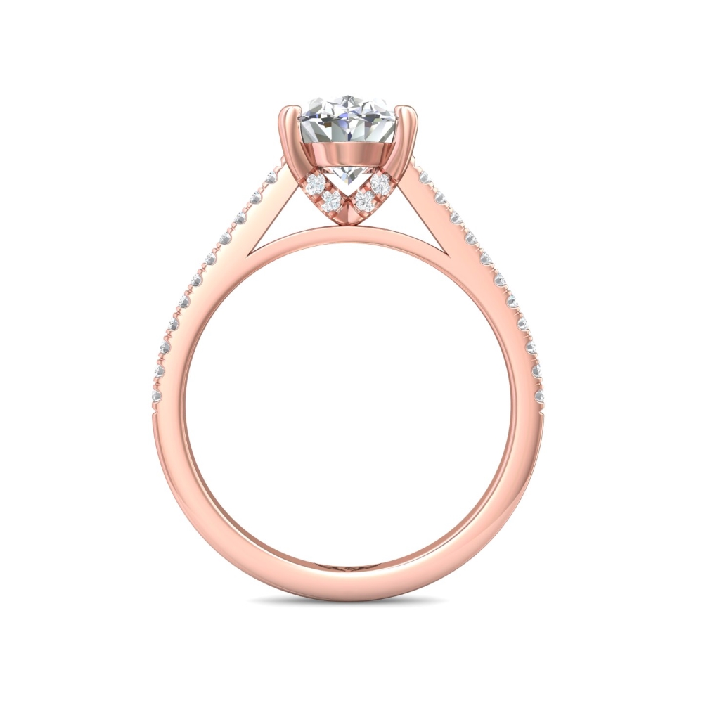 14K Rose Gold Oval Diamond Engagement Ring