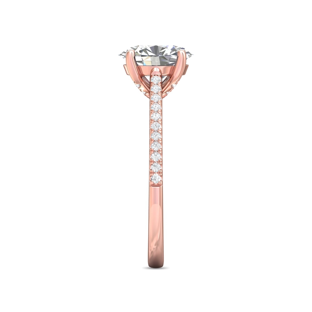 14K Rose Gold Oval Diamond Engagement Ring