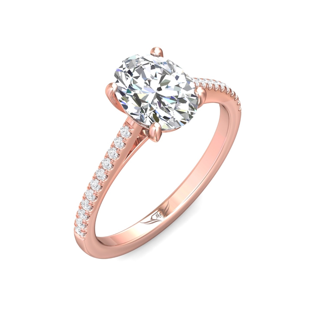 14K Rose Gold Oval Diamond Engagement Ring