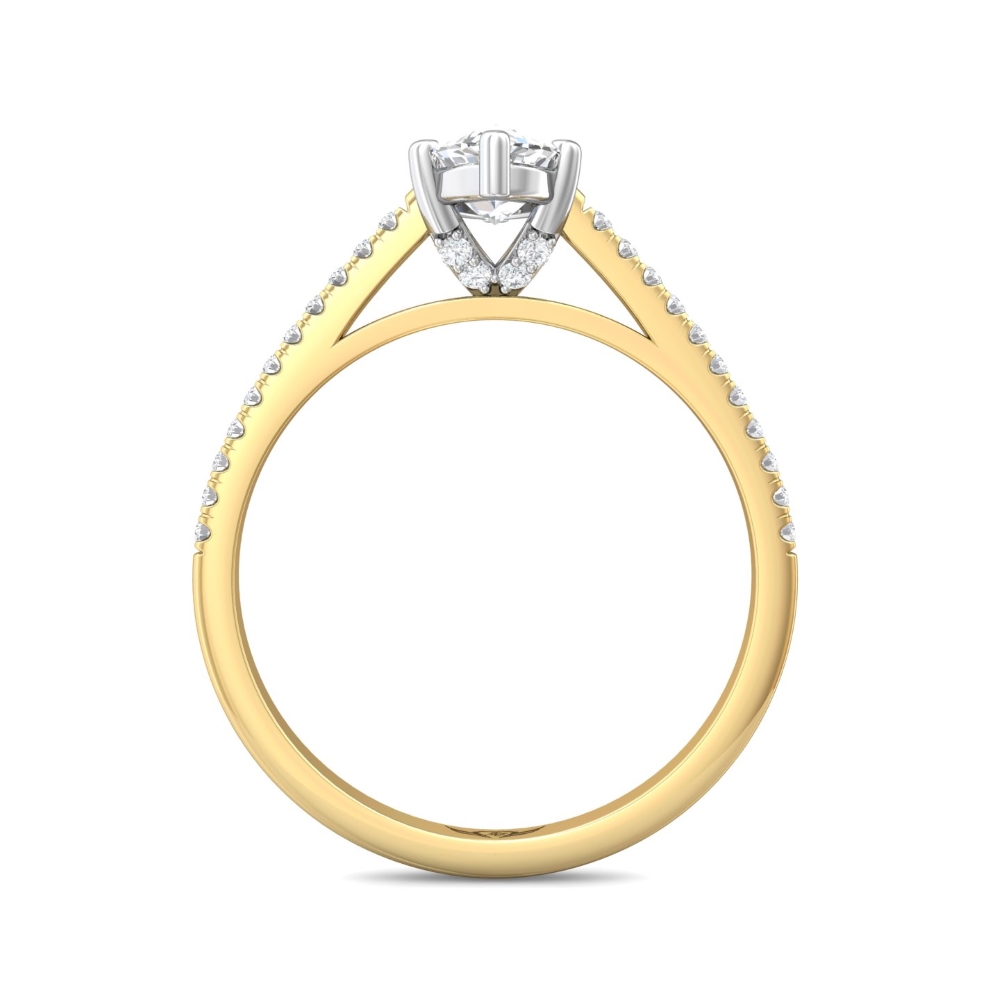 14K Yellow and White Gold Marquise Diamond Engagement Ring