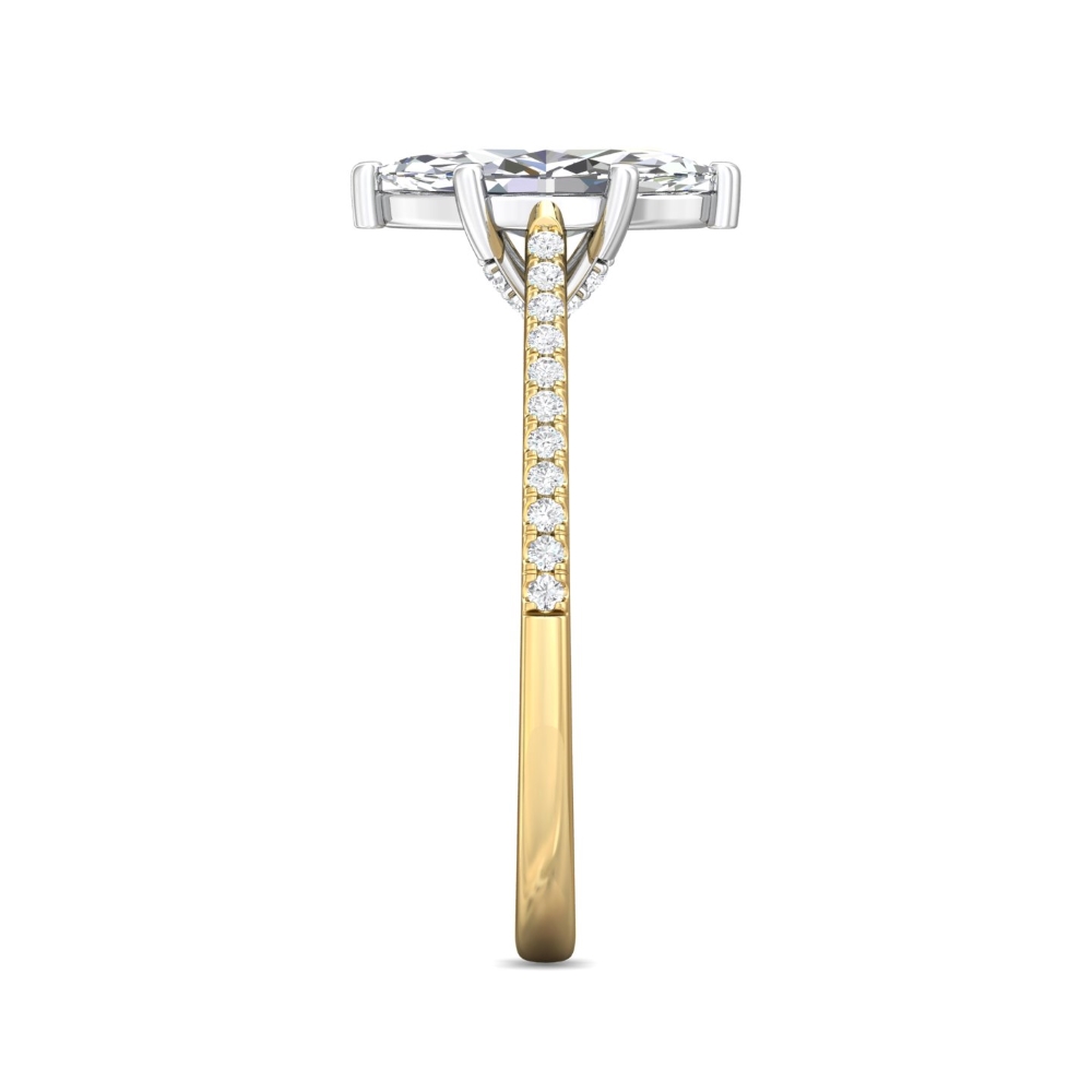 14K Yellow and White Gold Marquise Diamond Engagement Ring
