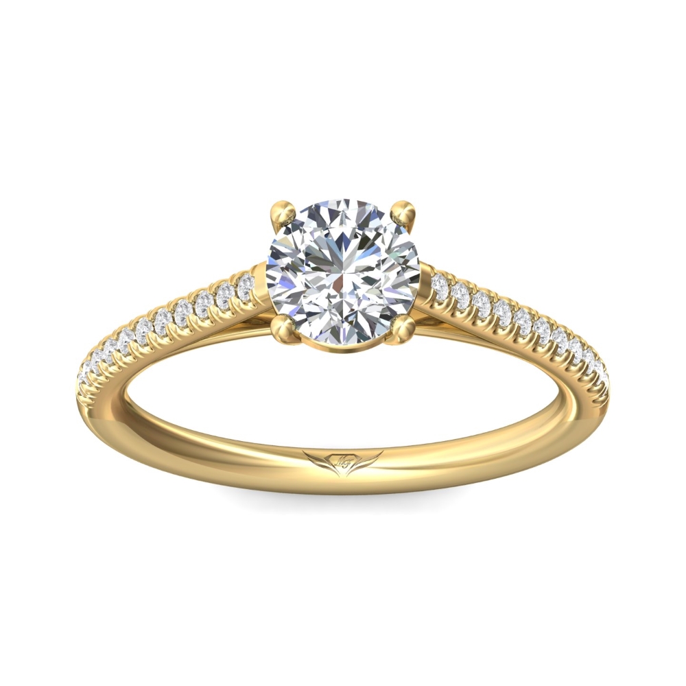 14K Yellow Gold Round Diamond Engagement Ring