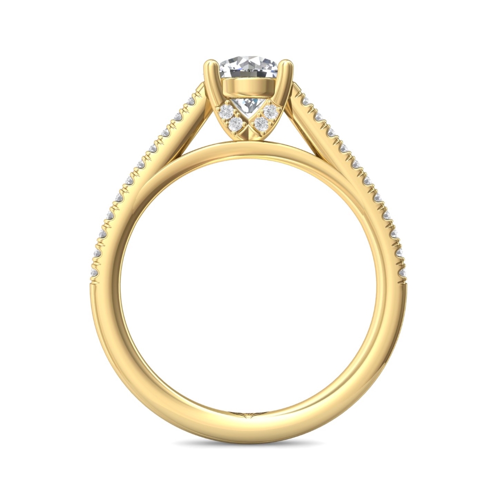 14K Yellow Gold Round Diamond Engagement Ring