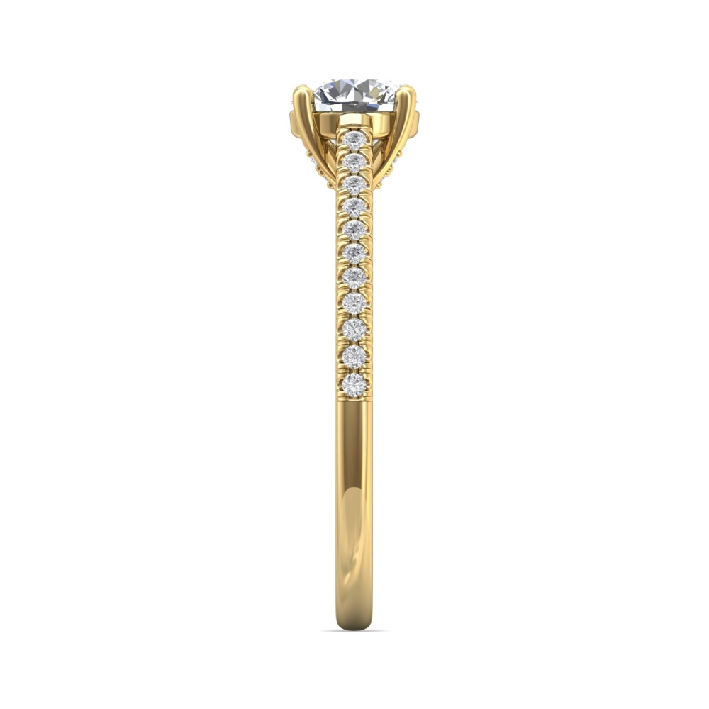 14K Yellow Gold Round Diamond Engagement Ring