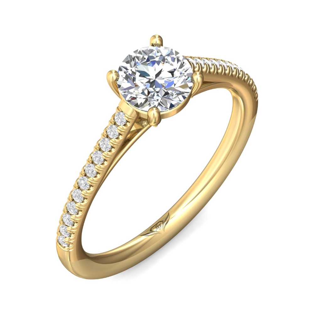 14K Yellow Gold Round Diamond Engagement Ring
