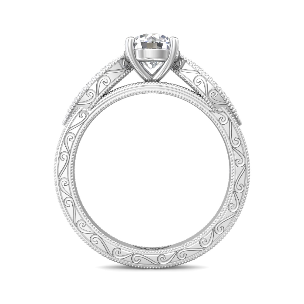 14K White Gold Round Diamond Engagement Ring