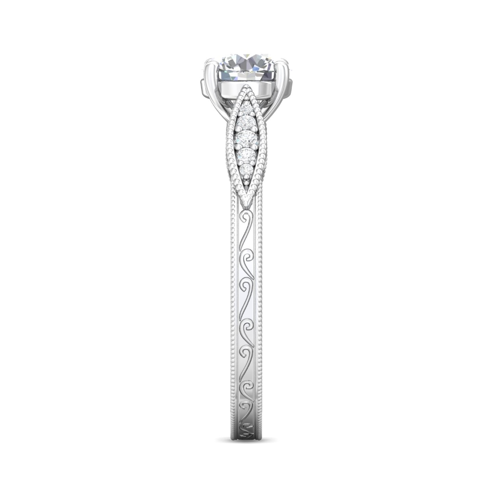 14K White Gold Round Diamond Engagement Ring