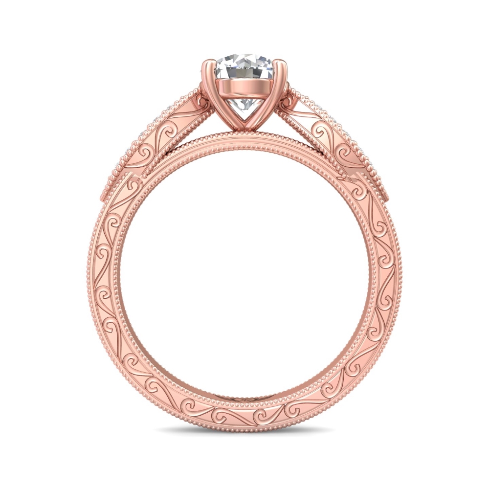 14K Rose Gold Round Diamond Engagement Ring