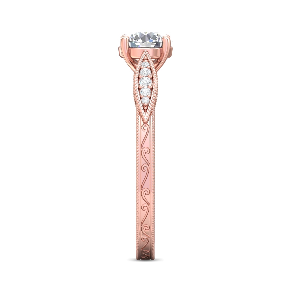 14K Rose Gold Round Diamond Engagement Ring