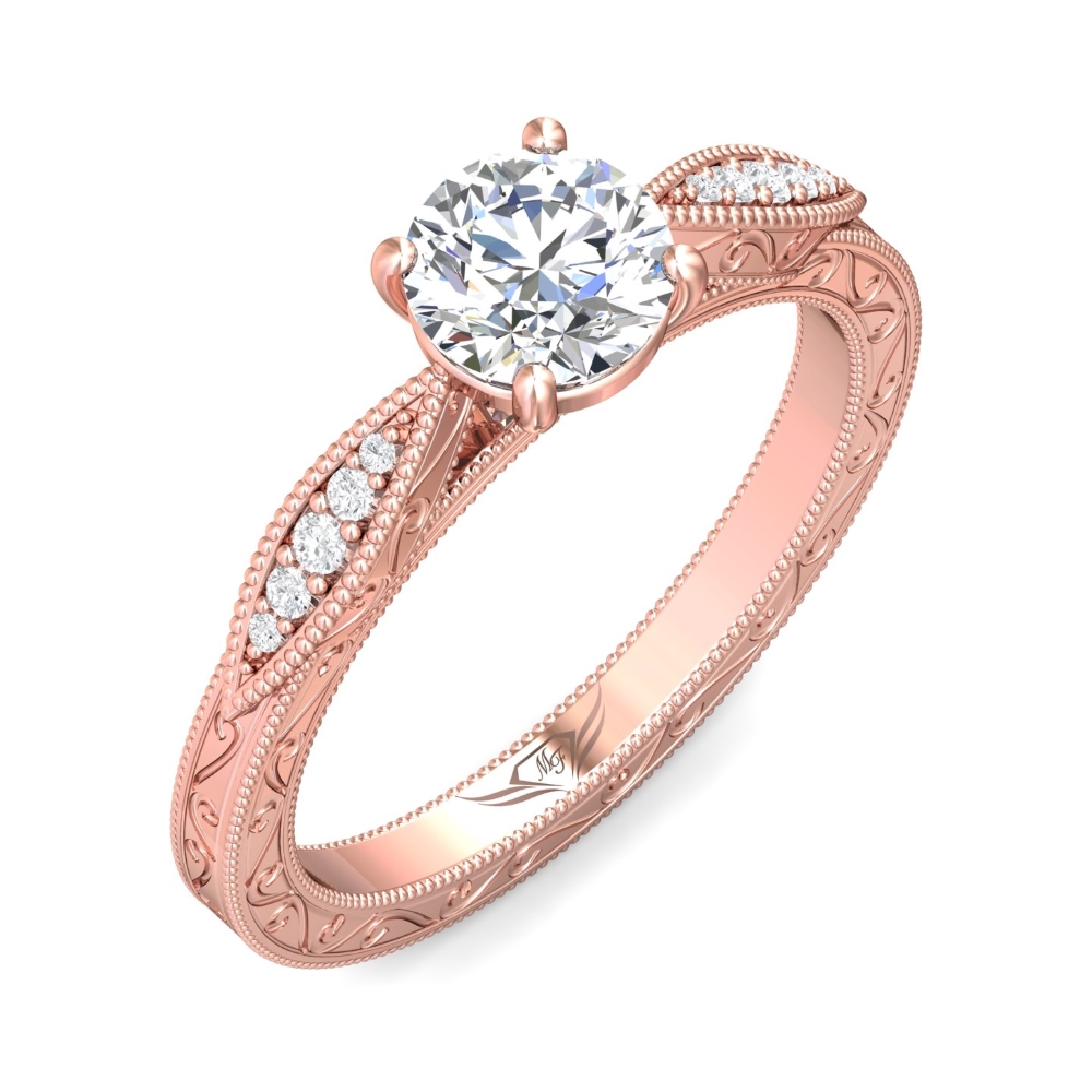 14K Rose Gold Round Diamond Engagement Ring