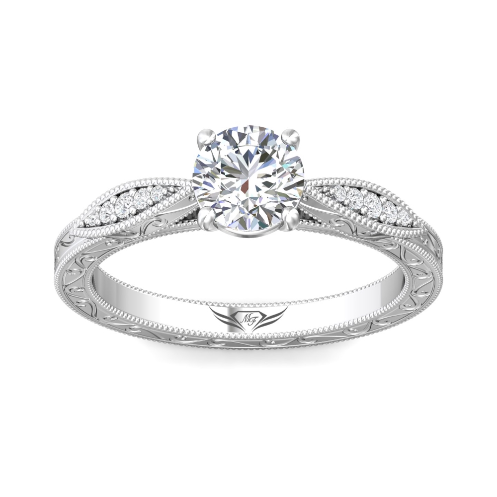 14K White Gold Round Diamond Engagement Ring