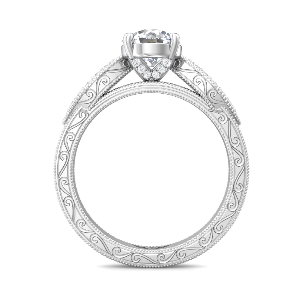 14K White Gold Round Diamond Engagement Ring