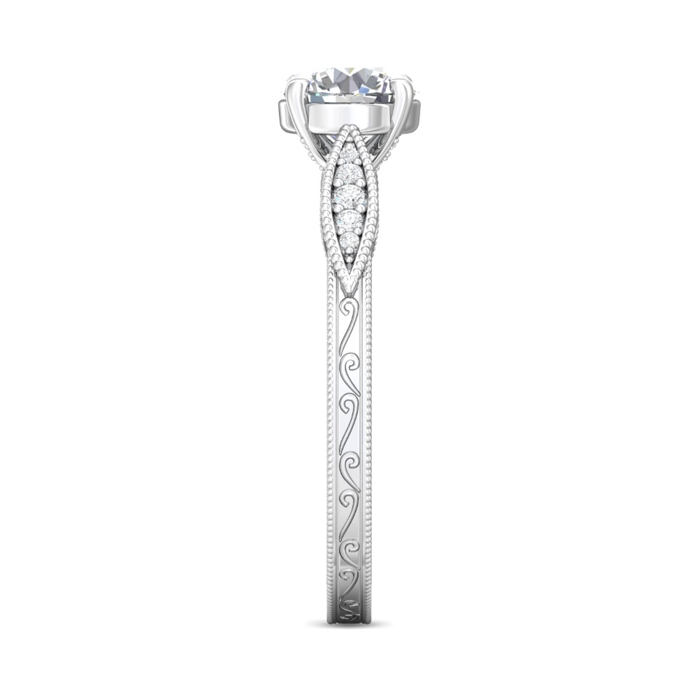 14K White Gold Round Diamond Engagement Ring